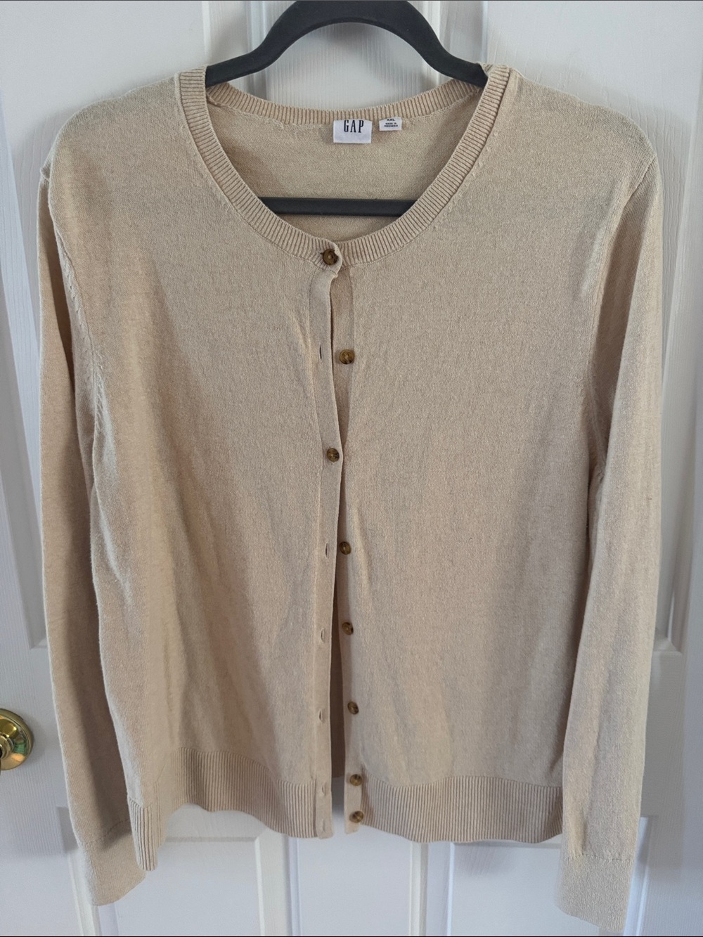 GAP Women's Beige Button-Up Crewneck Cardigan size XXL